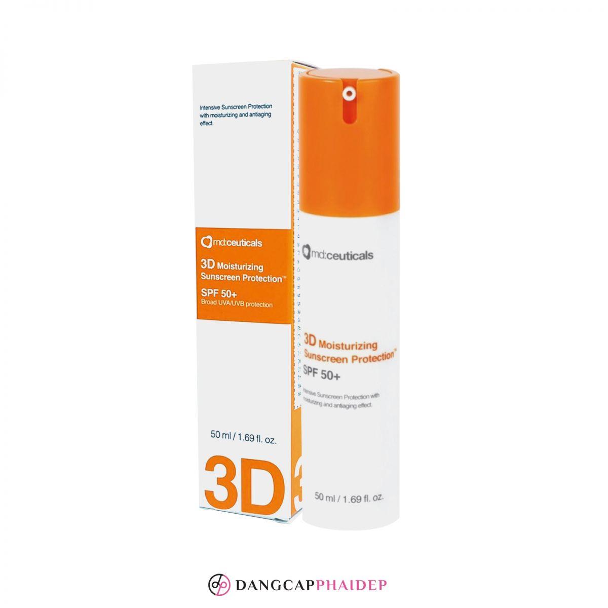 Md:ceuticals Kem chống nắng dưỡng ẩm bảo vệ da sau laser 3D Moisturizing Sunscreen Protection SPF 50 50ml