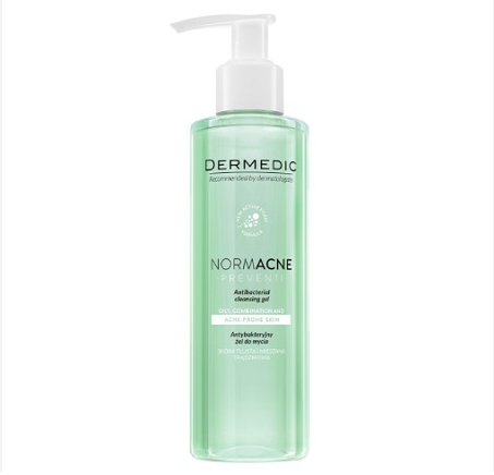 Dermedic Gel rửa mặt kháng khuẩn cho da dầu mụn Normacne Preventi Antibacterial 200ml