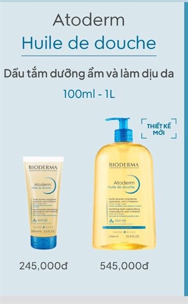 BIODERMA dầu tắm dưỡng ẩm làm dịu atoderm 1000ml